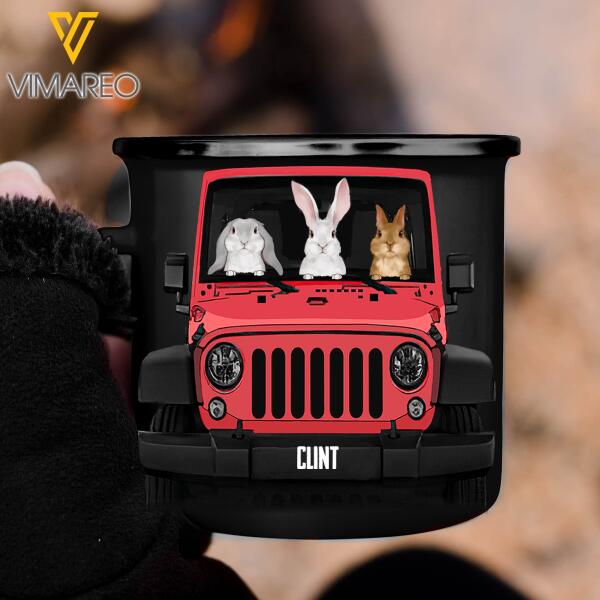 PERSONALIZED RABBIT JEEP STEEL MUG 12OZ 3D PRINTED TNMQ2310