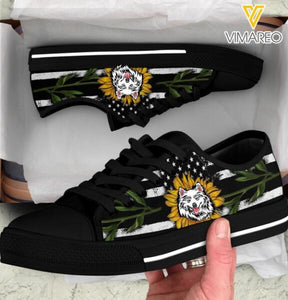 PERSONLAIZED DOG SUNFLOWER LOW TOP SHOES TNTN