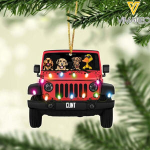 PERSONALIZED DOG JEEP HANGING ORNAMENT CHRISTMAS OCT-LN25