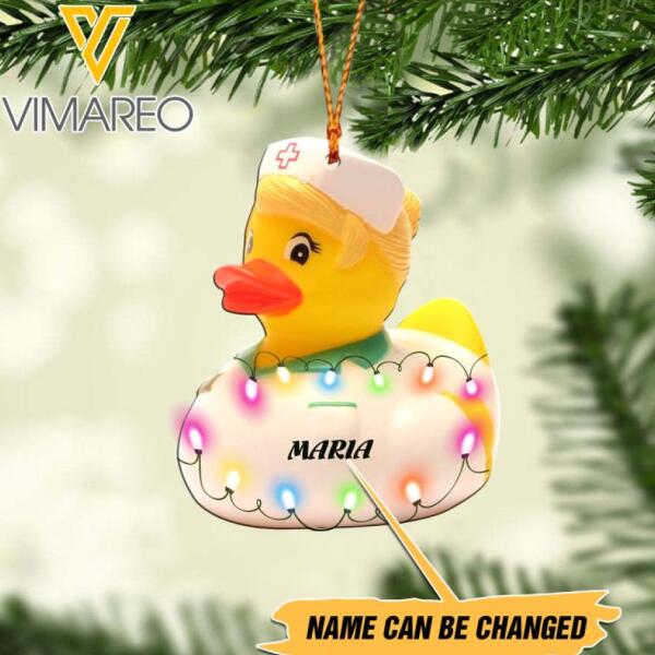 PERSONALIZED Duck Nurse HANGING ORNAMENT CHRISTMAS OCT-DT25