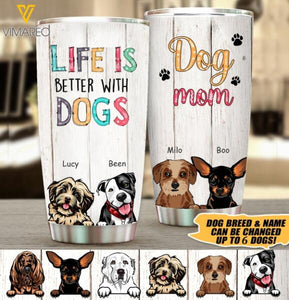 PERSONALIZED DOG MOM LIFE IS BETTER WITH DOGS TUMBLER TNTN2510