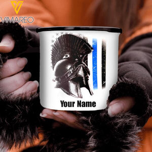 PERSONALIZED THIN BLUE LINE STEEL MUG 12OZ 3D PRINTED OCT-MQ26