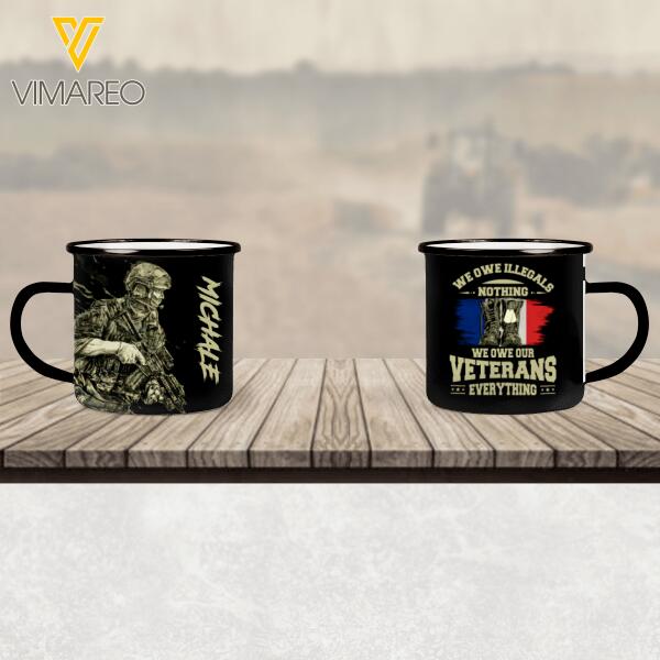 PERSONALIZED FRENCH VETERANS STEEL MUG 12OZ 3D PRINTED OCT-MA26
