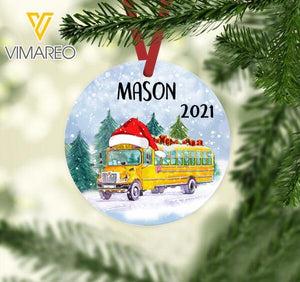 PERSONALIZED BUS HANGING ORNAMENT CHRISTMAS OCT-LN27