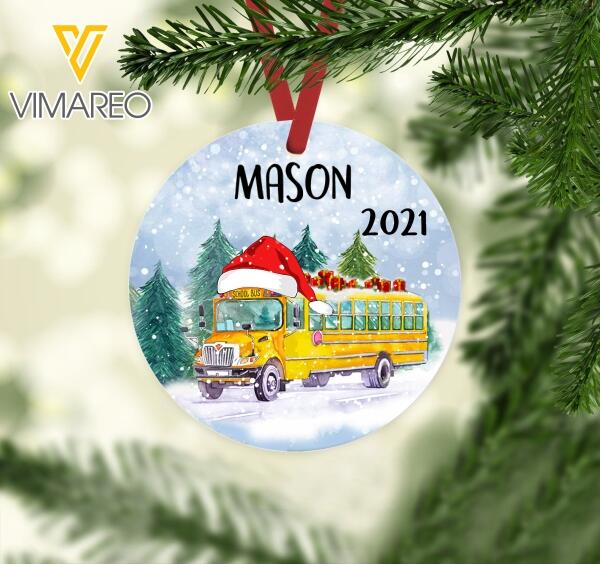PERSONALIZED BUS HANGING ORNAMENT CHRISTMAS OCT-LN27