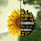 PERSONALIZED IN A WOLD FULL OF GRANDMAS BE A GRANDMA SUNFLOWER HANGING ORNAMENT QTDT2810