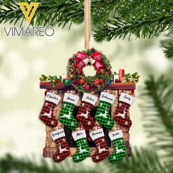 PERSONALIZED FAMILY WOOD HANGING ORNAMENT CHRISTMAS MTDT2910