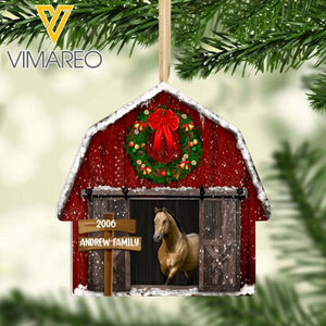 PERSONALIZED HORSE BARN WOOD HANGING ORNAMENT CHRISTMAS TNDT2910