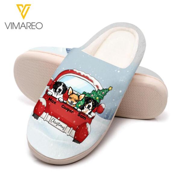 PERSONALIZED DOG CHRISTMAS 3D PRINTED FLEECE SLIPPER QTTN2910