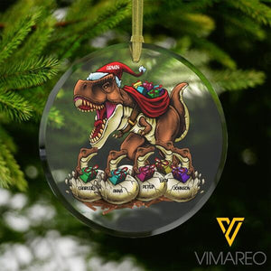 PERSONALIZED DINOSAUR WITH KIDS ACRYLIC HANGING ORNAMENT MTDT0111