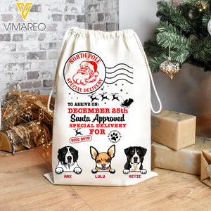 Personalized Dog Drawstring Santa Sacks Bag Printed NOV-HQ04