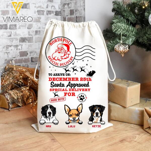 Personalized Dog Drawstring Santa Sacks Bag Printed NOV-HQ04