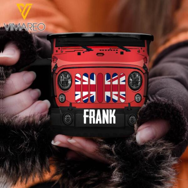 PERSONALIZED BRITISH JEEP STEEL MUG 12OZ 3D PRINTED QTTN0611