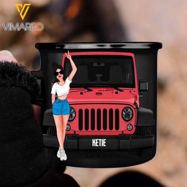 PERSONALIZED JEEP GIRL STEEL MUG 12OZ 3D PRINTED NOV-DT08