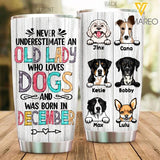 PERSONALIZED DOGS DECEMBER OLD LADY TUMBLER TNDT0811