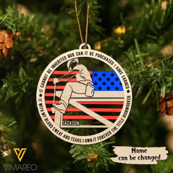 PERSONALIZED IRONWORKER HANGING ORNAMENT CHRISTMAS NOV-QH09