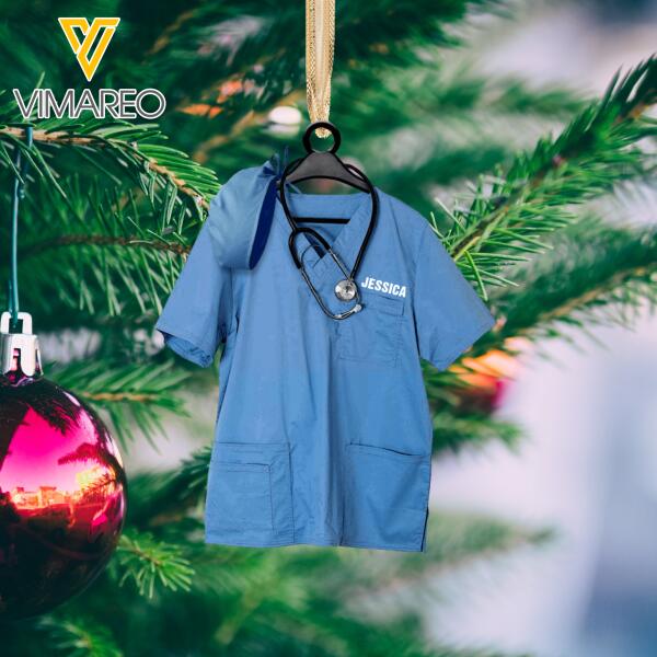 PERSONALIZED NURSE SCRUB HANGING ORNAMENT CHRISTMAS TNDT1011