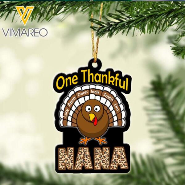 PERSONALIZED ONE THANKFUL HANGING ORNAMENT CHRISTMAS QTTN1111