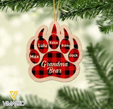 PERSONALIZED BEAR WITH KIDS HANGING ORNAMENT CHRISTMAS PRINTED QTTN1711