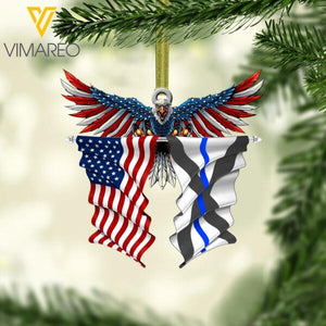 PERSONALIZED THIN BLUE LINE HANGING ORNAMENT CHRISTMAS PRINTED NOV-DT17