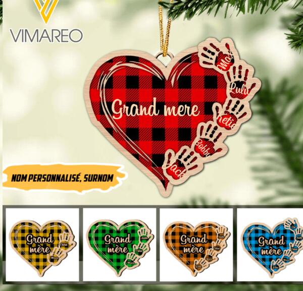 PERSONALIZED GRAND MERE WITH KIDS HANGING ORNAMENT CHRISTMAS PRINTED QTTQ1711