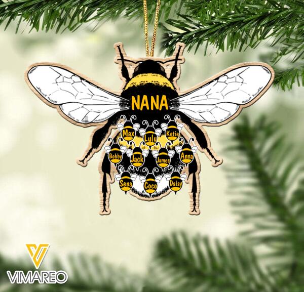PERSONALIZED BEE WITH KIDS HANGING ORNAMENT CHRISTMAS TNMA1711