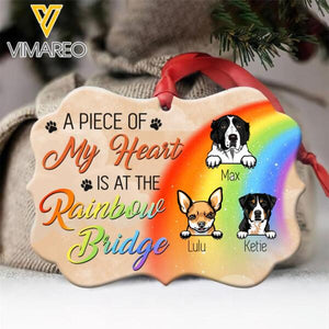 PERSONALIZED A PIECE OF MY HEART IS AT THE RAINBOW DOGS HANING ALUMKEYCHAIN QTDT1811