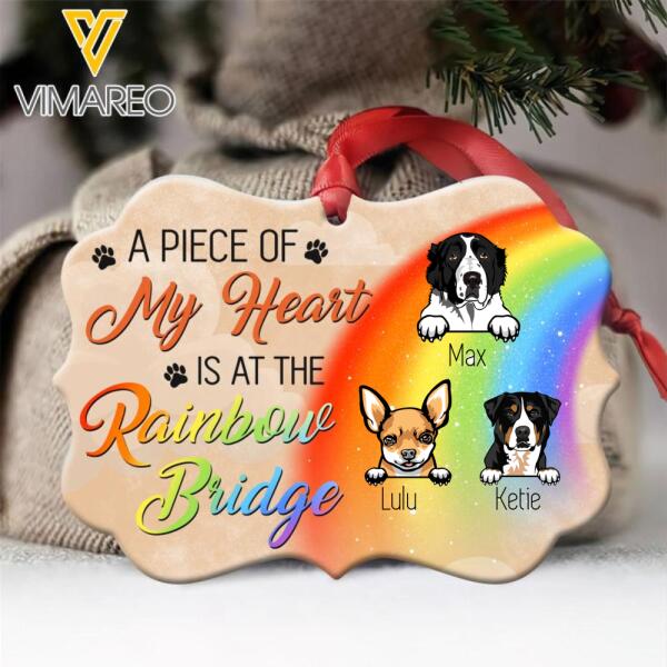 PERSONALIZED A PIECE OF MY HEART IS AT THE RAINBOW DOGS HANING ALUMKEYCHAIN QTDT1811