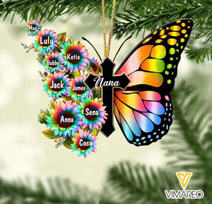 PERSONALIZED TITLE WITH KIDS SUNFLOWER HANGING ORNAMENT CHRISTMAS QTMA1911