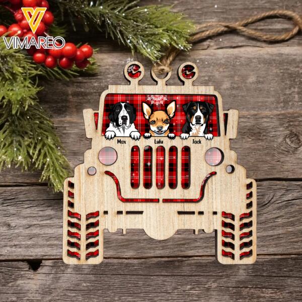 PERSONALIZED JEEP DOG HANGING ORNAMENT CHRISTMAS NOV-DT20