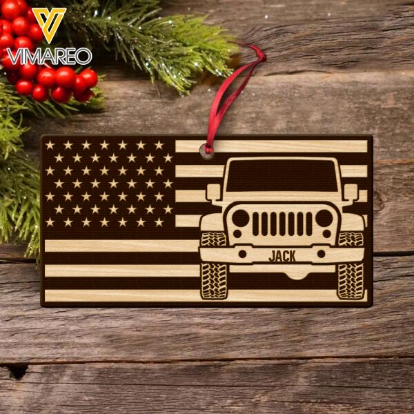 PERSONALIZED JEEP WOOD ORNAMENT HANGING CHRISTMAS NOV-DT20