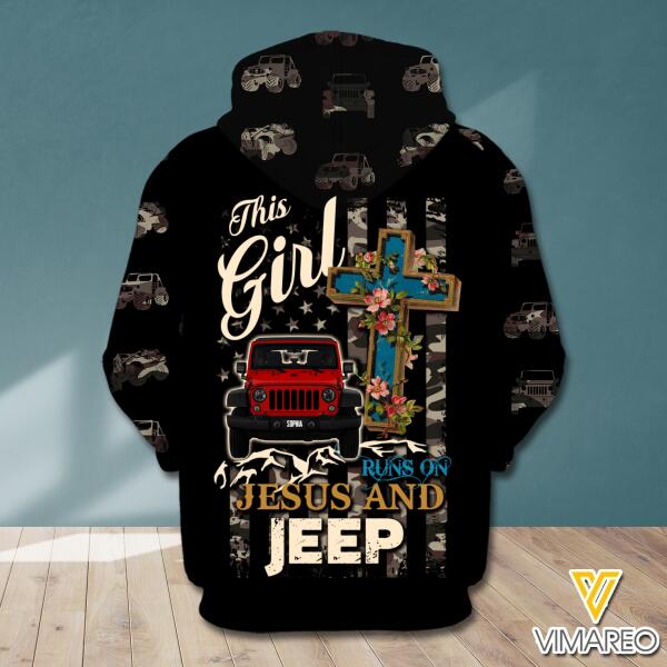 DH PERSONALIZED THIS GIRL RUNS ON JESUS AND JEEP HOODIE PRINTED NOV-MA24