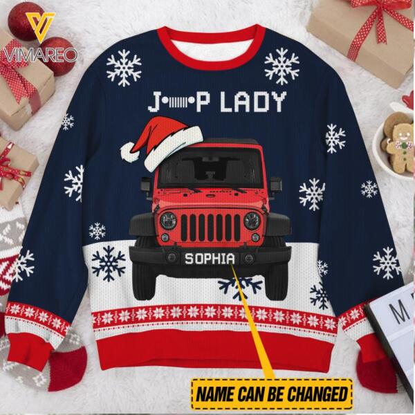 PERSONALIZED JEEP LADY CHRISTMAS SWEATER NOV-DT25