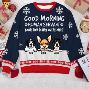 PERSONALIZED DOG GOOD MORNING HUMAN SERVANT CHRISTMAS SWEATER QTTQ2611