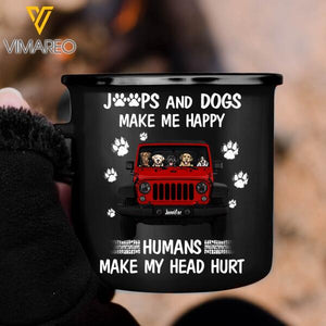 DH PERSONALIZED JEEP AND DOG STEEL MUG 12OZ 3D PRINTED NOV-MA29