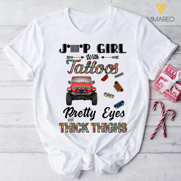 PERSONALIZED JEEP GIRL WITH TATOO AND PRETTY EYES WHITE TSHIRT / HOODIE QTVQ3011