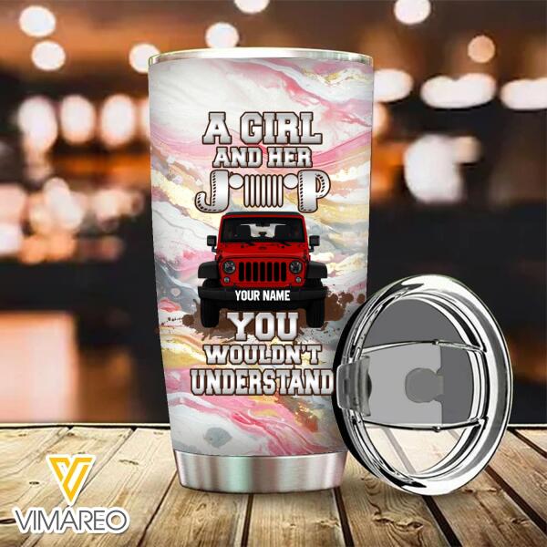 PERSONALIZED A GIRL AND HER JEEP TUMBLER QTMA3011