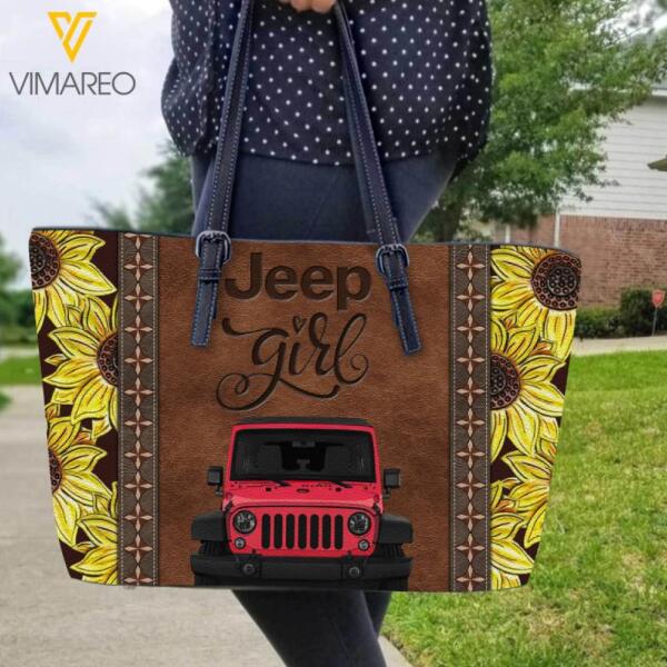 PERSONALIZED JEEP GIRL  SUNFLOWER LEATHER BAG TNDT3011