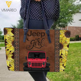 PERSONALIZED JEEP GIRL  SUNFLOWER LEATHER BAG TNDT3011