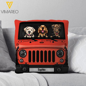 PERSONALIZED JEEP DOG PILLOW PRINTED DEC-DT01