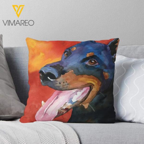 PERSONALIZED DOBERMAN DOG PILLOW PRINTED QTDT0212