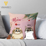PERSONALIZED CAT CHRISTMAS PILLOW PRINTED QTTN0212