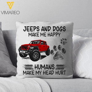 PERSONALIZED JEEP AND DOGS PILLOW PRINTED DEC-DT07
