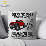 PERSONALIZED JEEP AND DOGS PILLOW PRINTED DEC-DT07