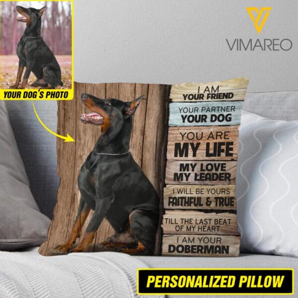 PERSONALIZED DOBERMAN DOG PILLOW PRINTED DEC-DT07