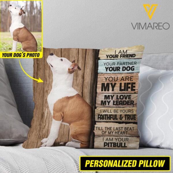 PERSONALIZED PITBULL DOG PILLOW PRINTED DEC-DT07