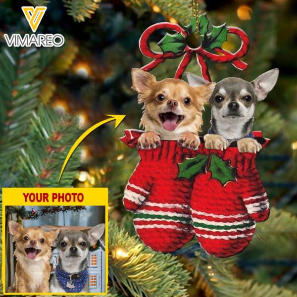 PERSONALIZED DOG PHOTO CHRISTMAS HANGING ORNAMENT QTMA0812