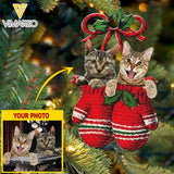 PERSONALIZED CAT PHOTO CHRISTMAS HANGING ORNAMENT QTMA0812