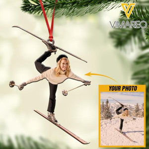 PERSONALIZED SKIING PHOTO HANGING ORNAMENT QTDT0812