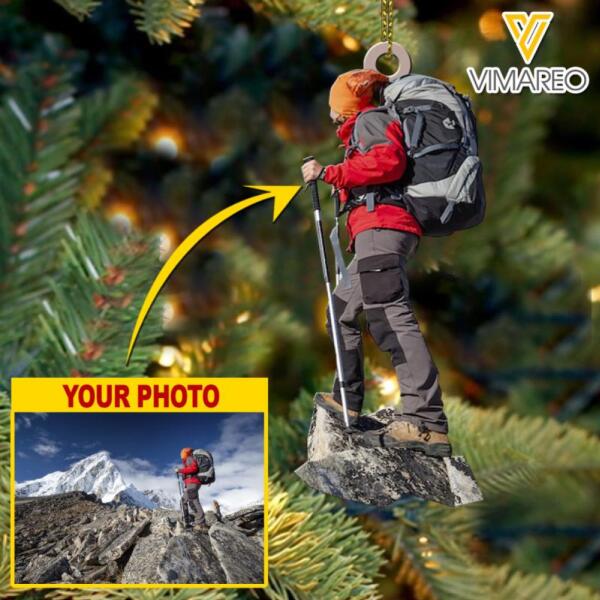 PERSONALIZED HIKING PHOTO HANGING ORNAMENT DEC-MA08